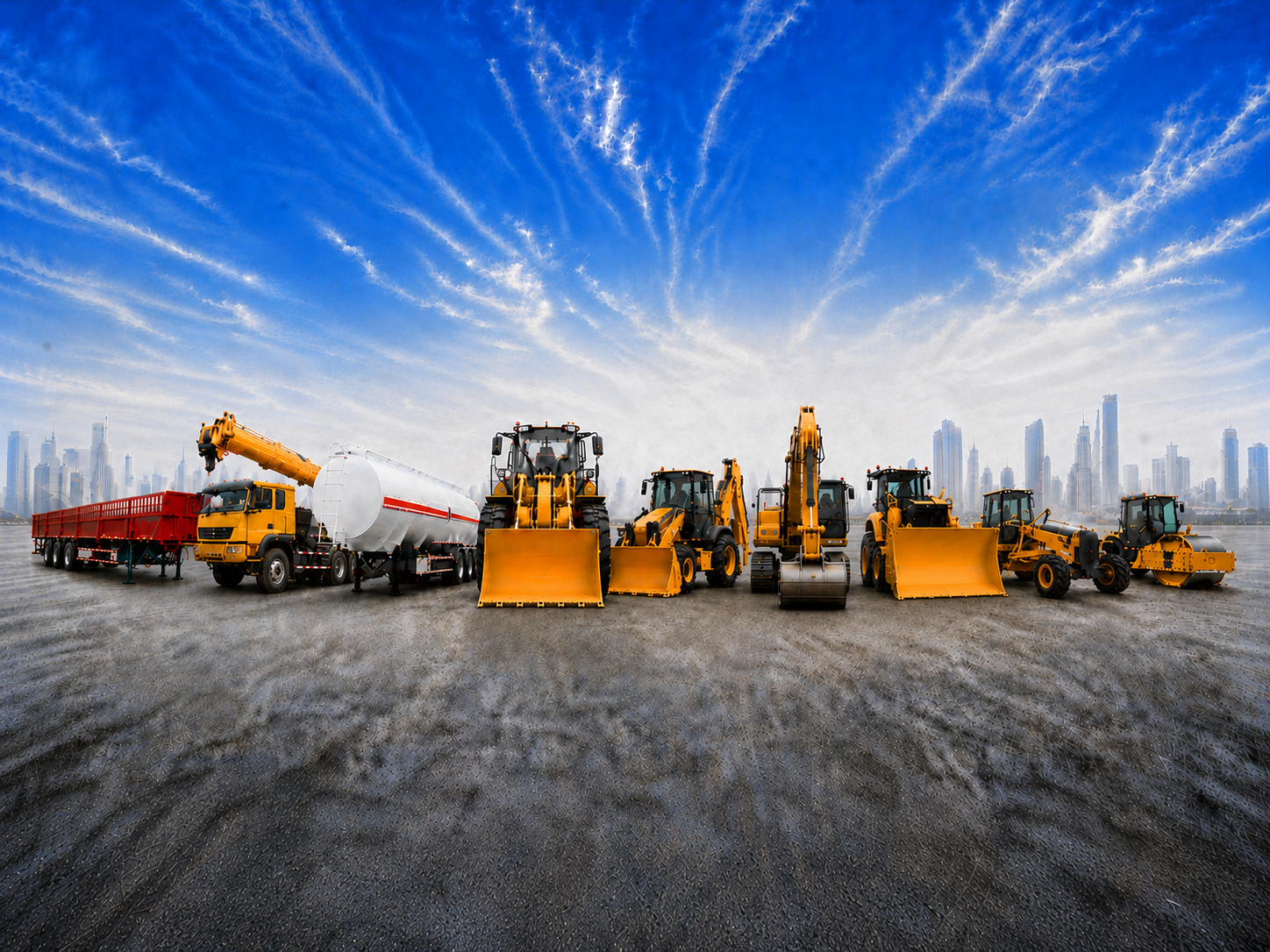 Industrial construction equipment working on site