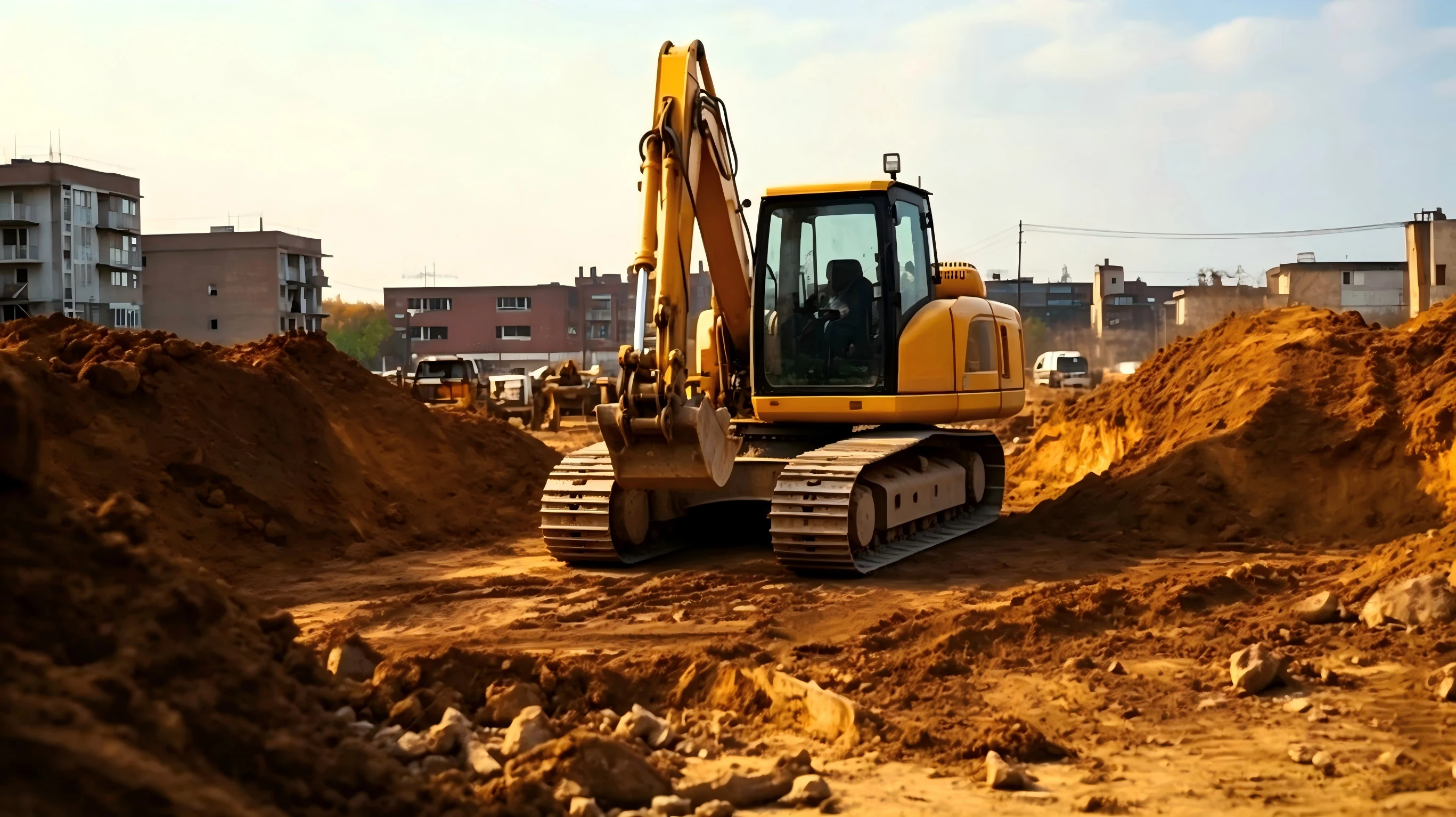 Excavator working at a construction site