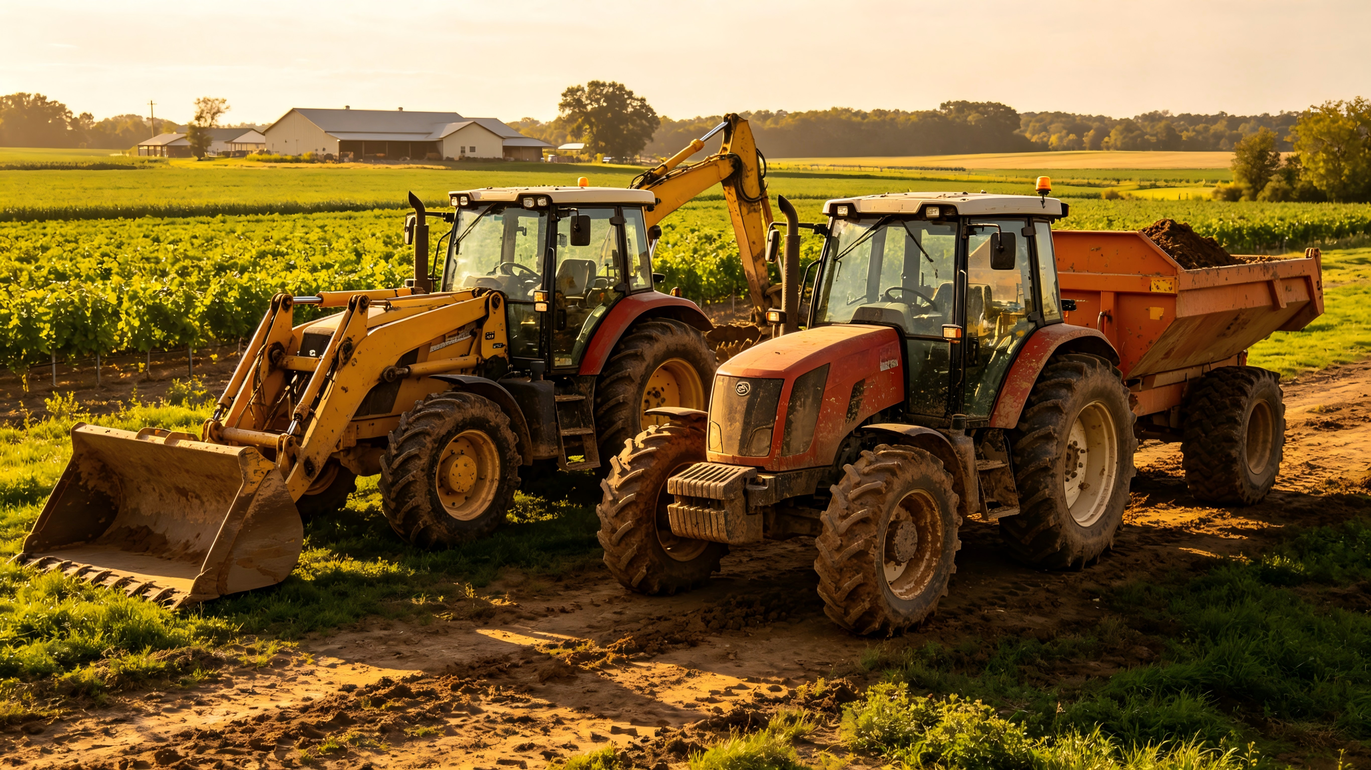 Agricultural machinery in a farm field