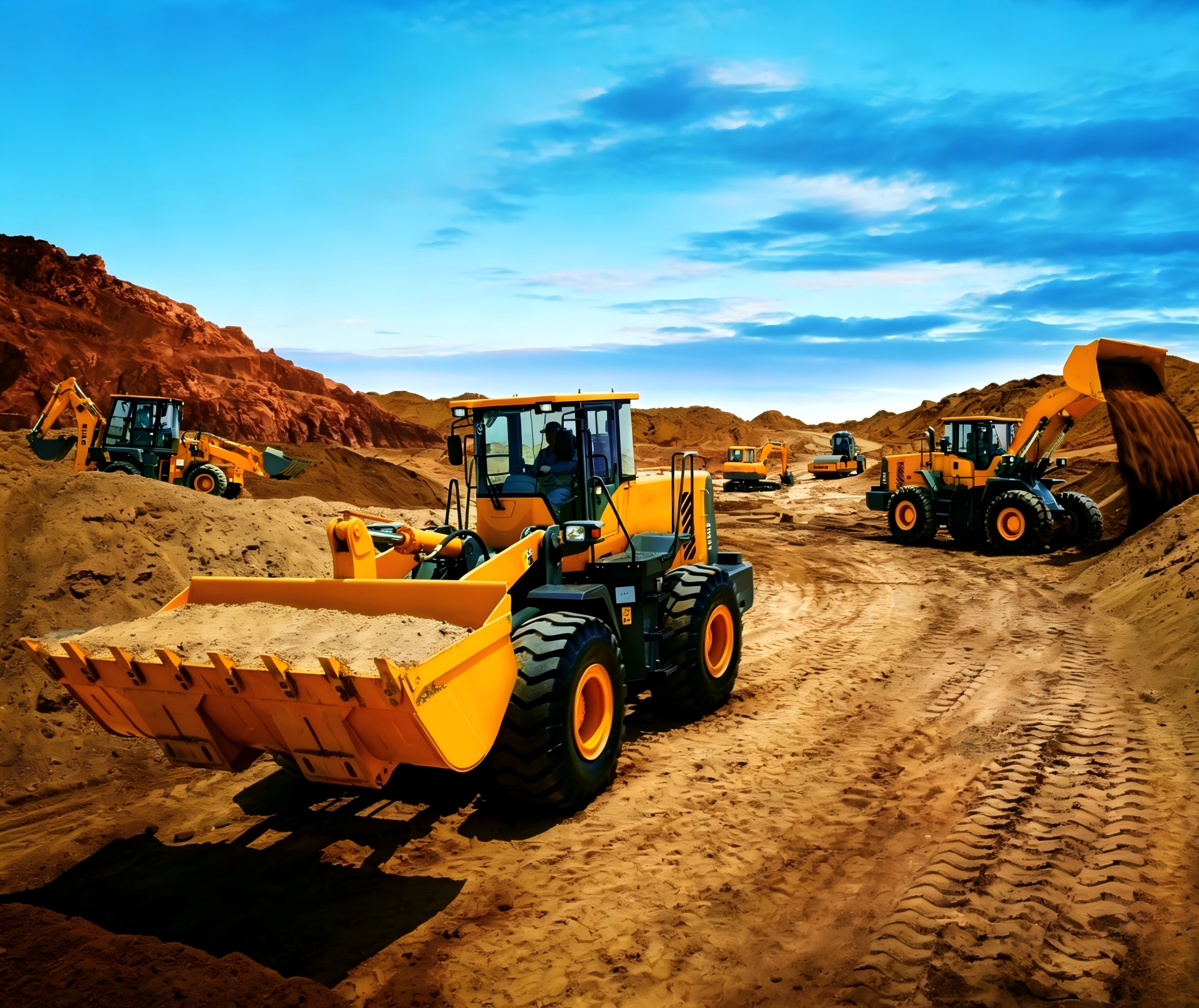 Construction machinery working at a job site