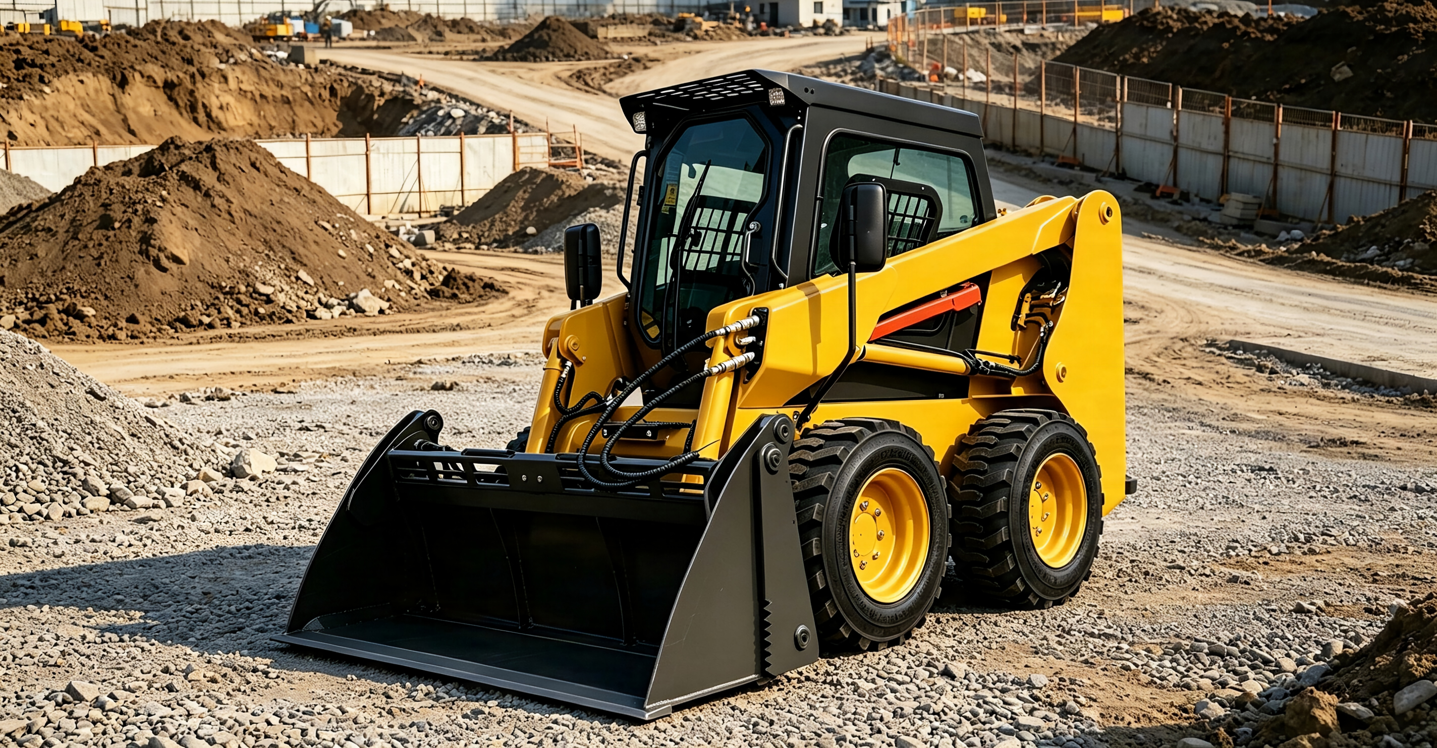 Skid steer loader working on a construction site