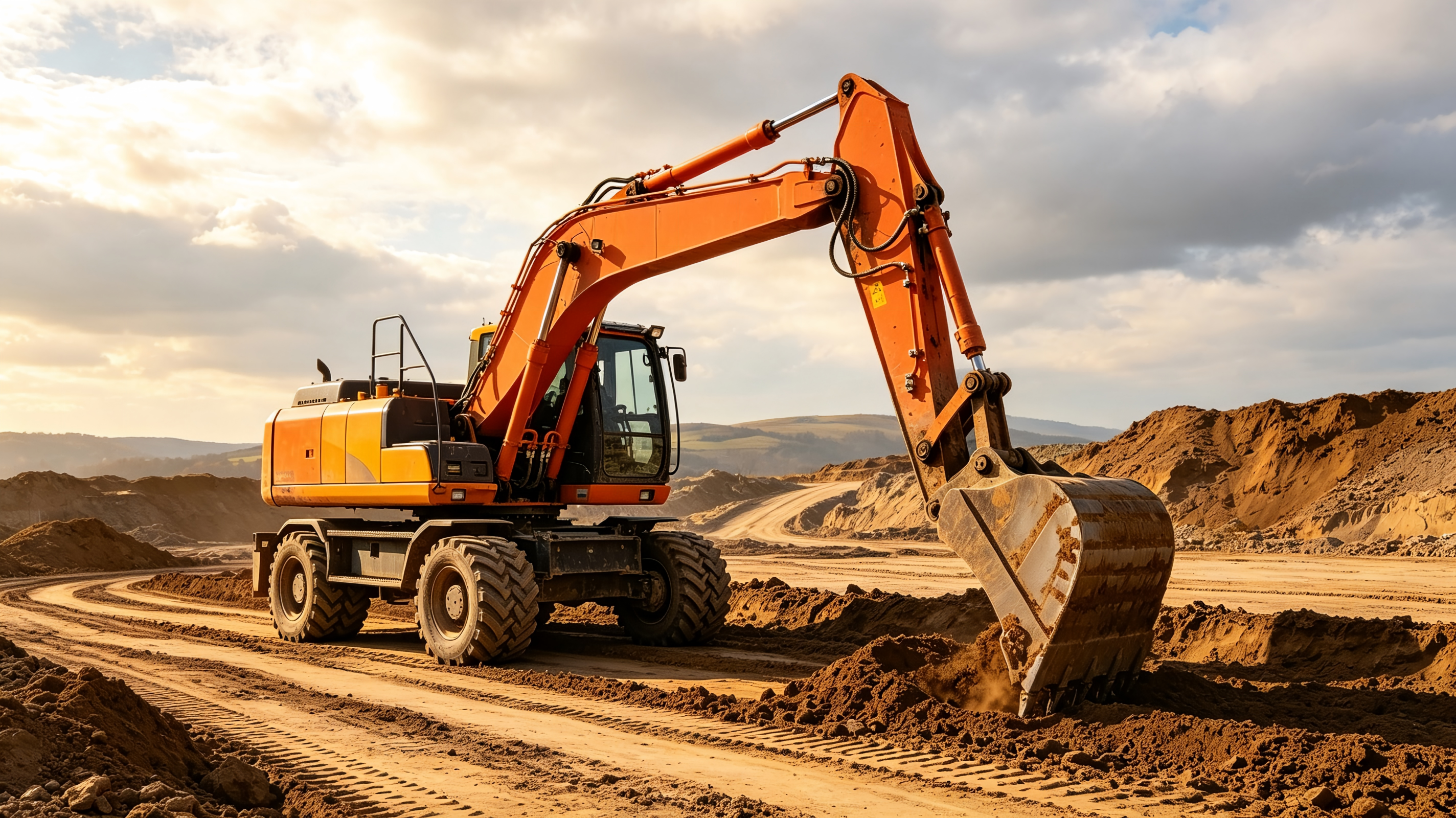 Wheel excavator working on a construction site